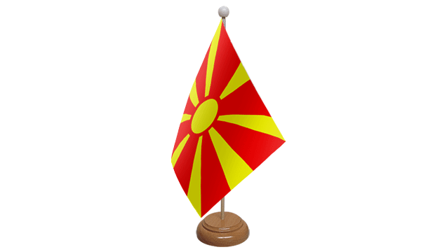 Macedonia New Small Flag with Wooden Stand